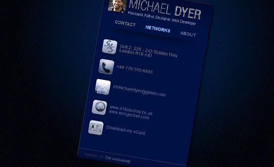 business card website