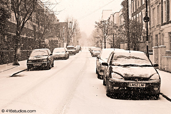 Sussex Way London winter snow