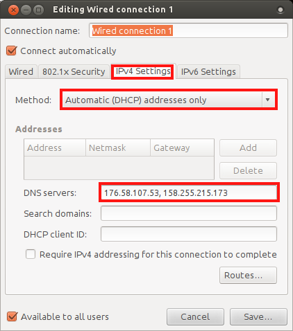 change DNS settings