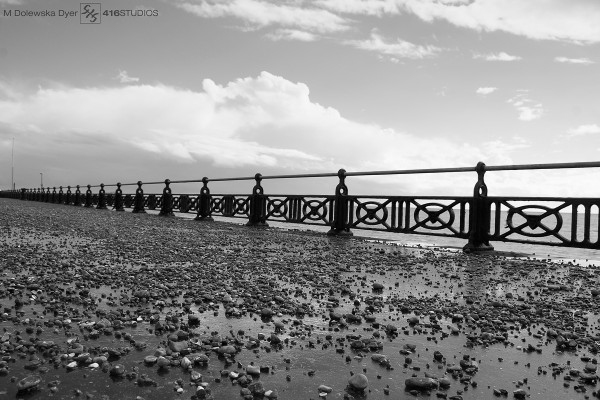 pebbles rain Brighton Hove seafront seaside b&w 