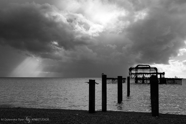West Pier WWPW2014 West Pier Brighton old pier B&W