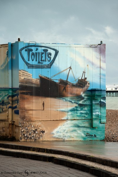 Brighton seafront toilets container graffiti 